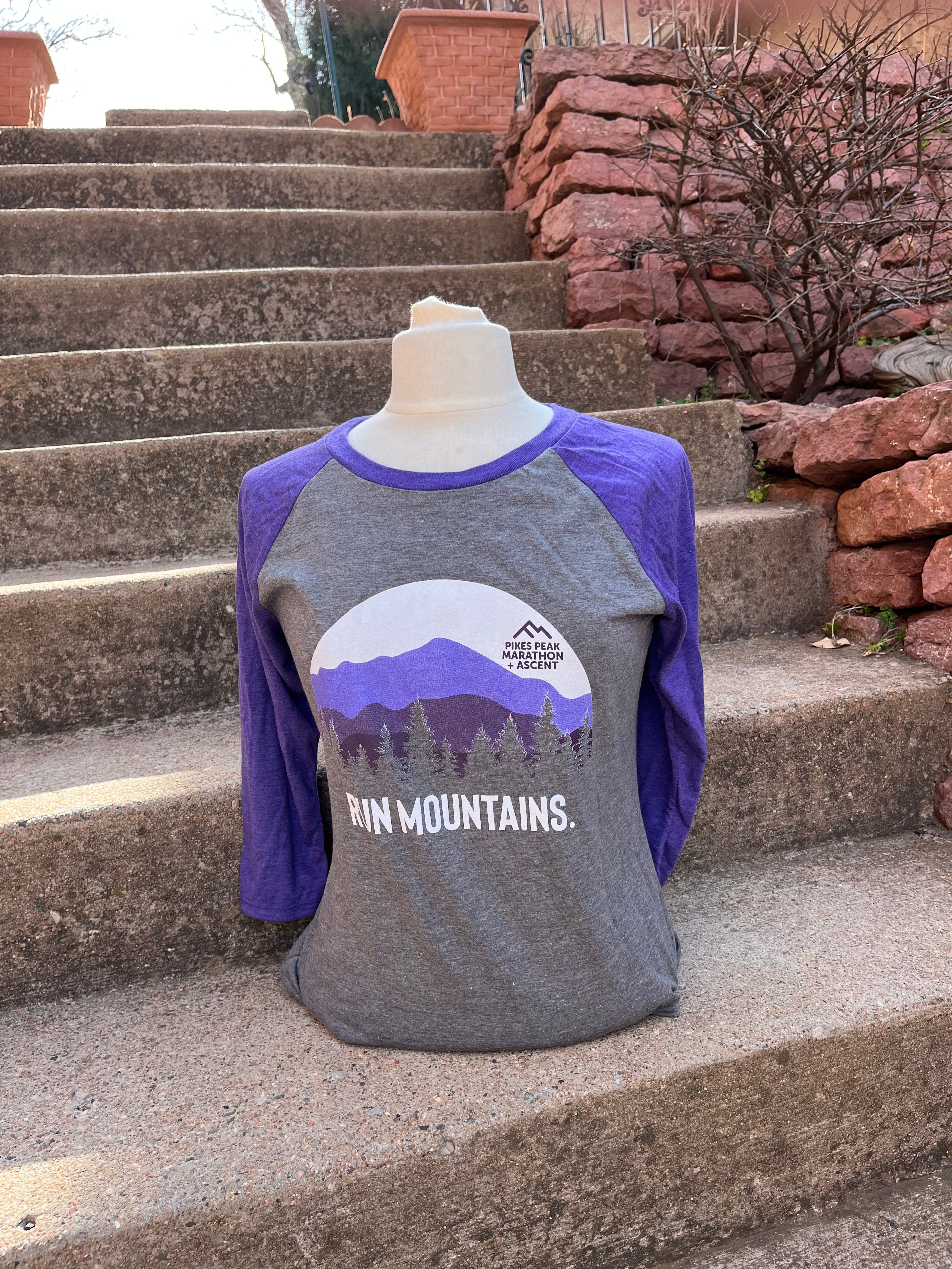 Women's Run Mountains 3/4 Sleeve Purple/Gray