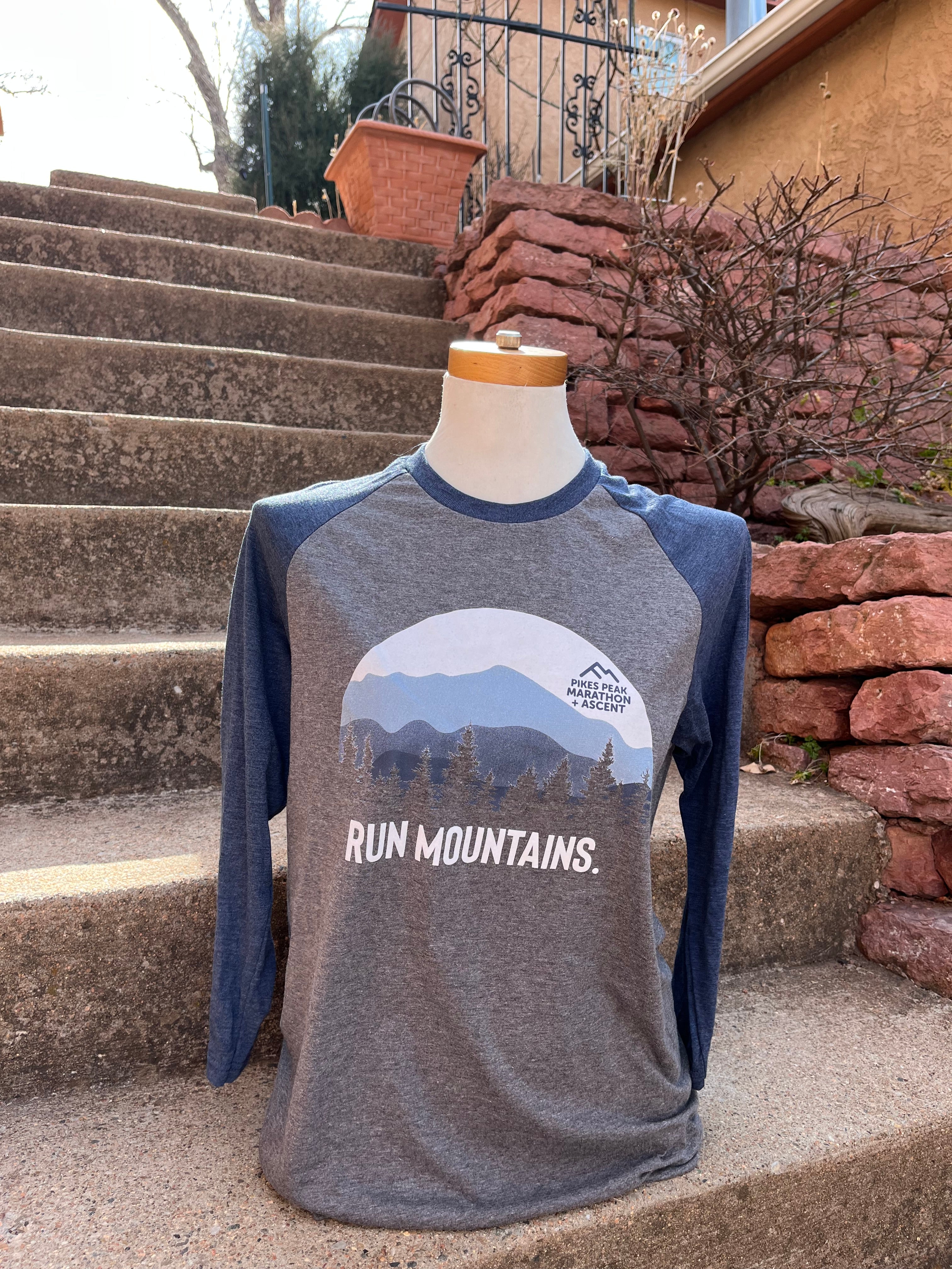 Men's Run Mountains 3/4 Sleeve Blue/Gray
