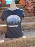 Women's Short Sleeved Run Mountains Charcoal/Blue